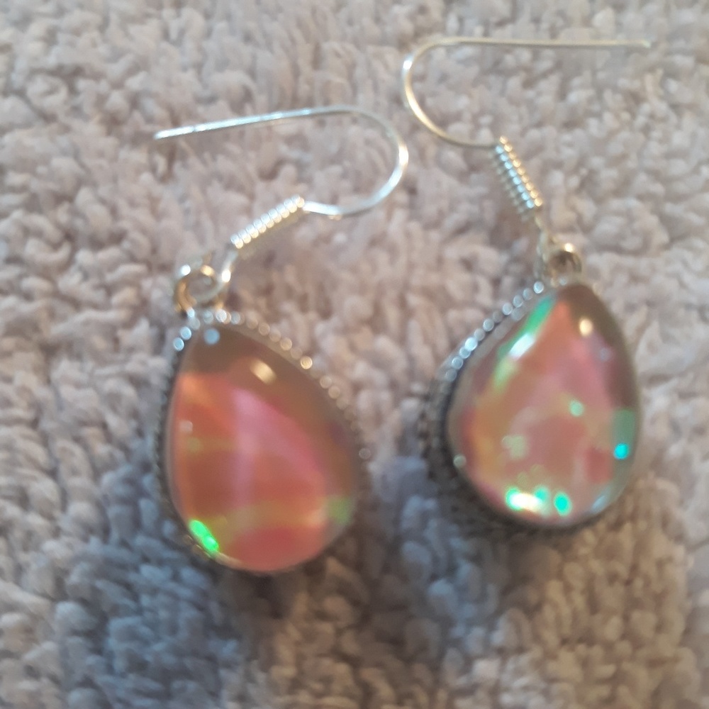Pink Australian Triplet Opal Earrings - Picture 5 of 8